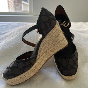 COACH Raine Espadrille Black Signature Jacquard SZ 8.0